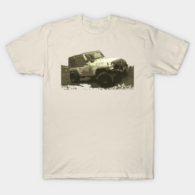 TJ Jeep Dixie Off Road T-Shirt by FalconArt